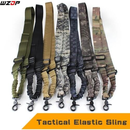 WZJP Tactical Protective One Point Slingle Airsoft Military Gun Weapon Adjustable Nylon Outdoor Elastic Functional Sling 7 Color