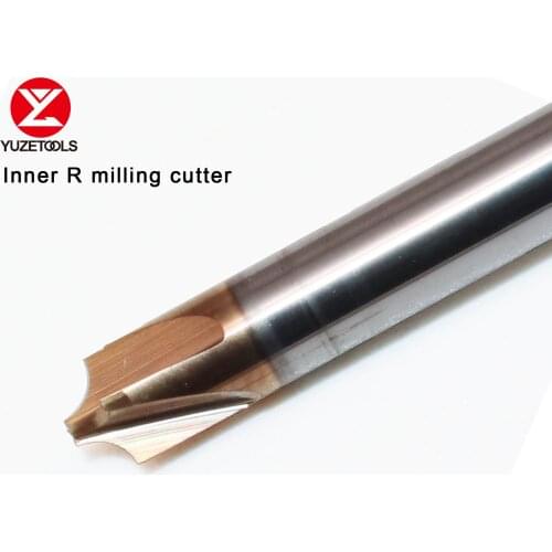 YUZETOOLS HRC55 4F internal R milling cutter internal R chamfering cutter arc cutter for tungsten steel aluminum steel