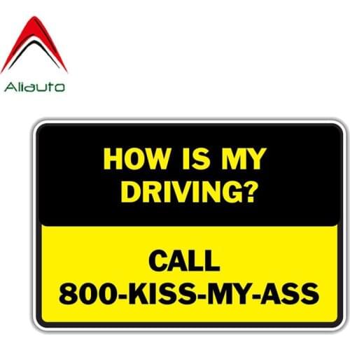 Aliauto Funny Car Sticker How Is My Driving Call 800 Kiss My Ass Accessories PVC Water Proof Decal for VW Nissan Suzuki,12cm*8cm