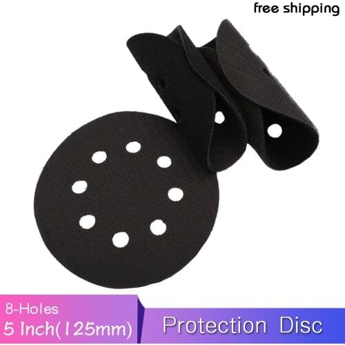 5 Inch 8 Holes Interface Pad Protection Disc Black Power Tool Accessories for Sander Polishing & Grinding - Hook and Loop