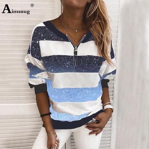Plus Size Ladies Elegant Casual Leisure Shirt Basic Tops 2021 Spring Autumn New Patchwork Stripe Zipper T-shirt Women Clothing