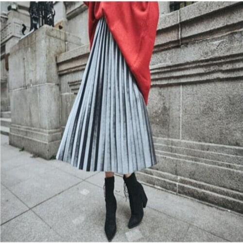 Maxi Skirt Sale Saia Saia Longa Free Shipping 2020 Spring Velvet Skirt Women Long Cotton Straight None Natural Solid Casual