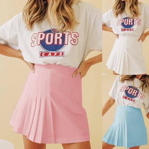 Women Solid Color Irregular Pleated Patchwork Mini Skater Skirt High Waist Zipper A-Line Flared Tennis School Uniform