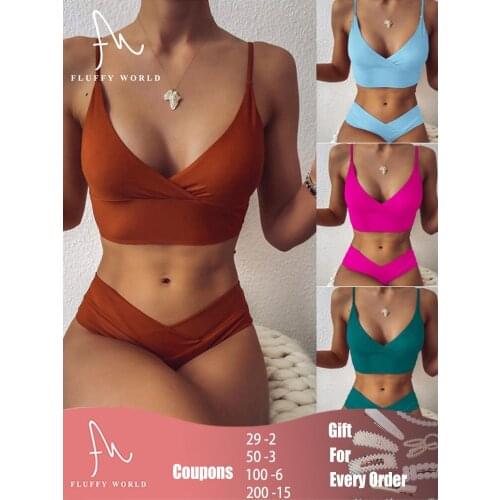 Sexy Women High Waist Bikini Solid Swimsuit Brazilian Swimwear Vest Bikini Set Beach Wear Bathing Suit Two Piece Swim Suit