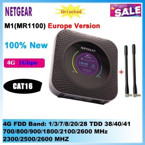 Unlocked EU AU Version Netgear Nighthawk M1 MR1100 CAT16 4GX Gigabit LTE Mobile Router Wirless WiFi Hotspot Pocket Mifi