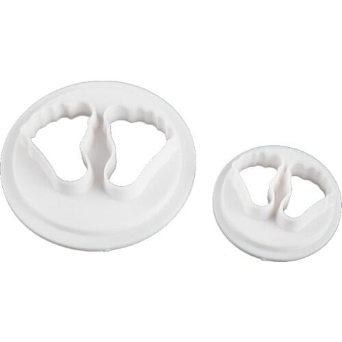 2pcs Baby Feet Cookie Cutter Plastic Biscuit Cut Mold Baking Fruit Cut Cake Mold Embossing Printing Die