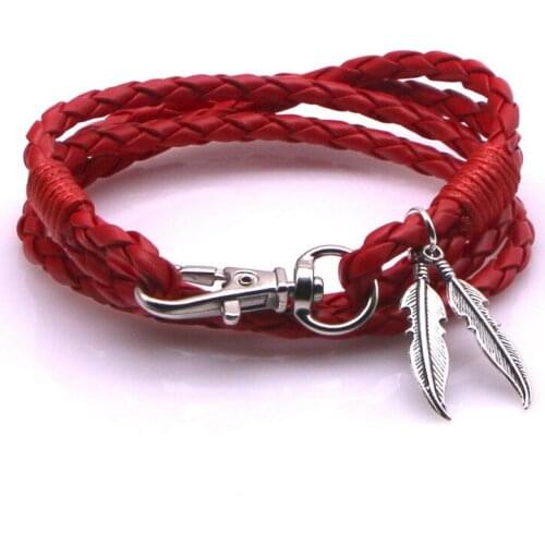 26 Style Bangle Leaf Wings Handmade Woven Charm Leather Bracelet Bracelet Women Charm Party Wedding Jewelry Accessories