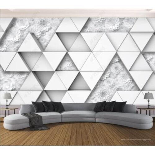 Papel de parede Three-dimensional triangle origami flower 3d wallpaper mural,iving room tv wall bedroom wall papers home decor