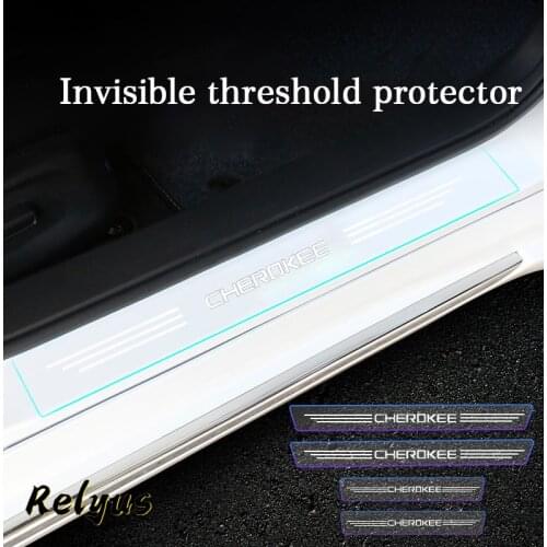 4Pcs Transparent Car Door Sill Protector Threshold Protective Film Decorative Sticker For Jeep Cherokee WK WK2 WJ WG Accessories