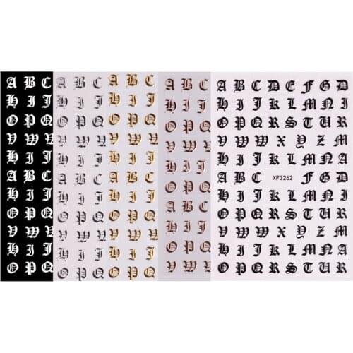 5x Women Adhesive Nail Stickers Alphabet Letters Nail Decals for Bags Tables