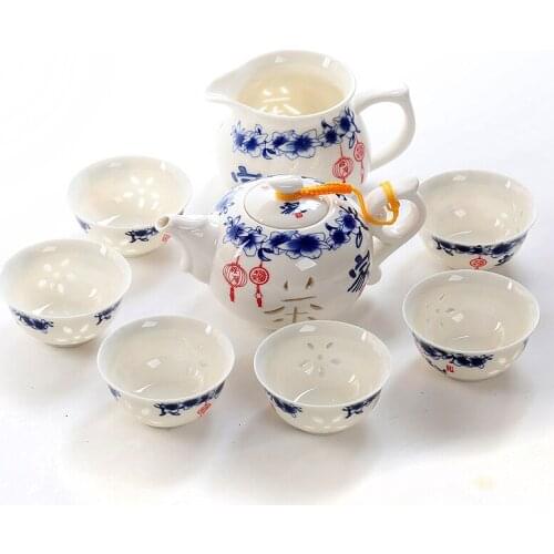 8pcs Exquisite Pu Er Tea Handmade Porcelain Gift Tea Cup Set Chinese Kung Fu Tea Sets Noble Ceramic Tea Set B002