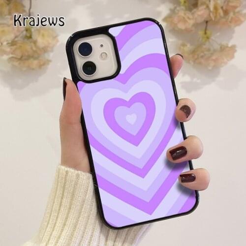 Krajews purple Heart Circle coque Phone Case for iPhone 12 mini 5 6S 7 8 PLUS X XS XR 11 PRO MAX SE 2020 Back Cover Funda Shell