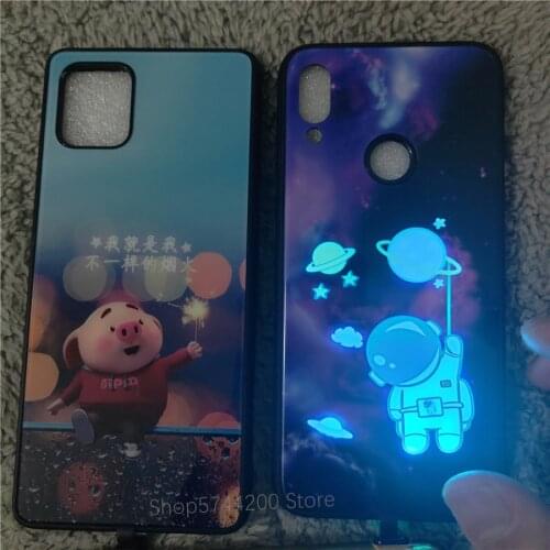LED Flash Call Light Case For Samsung J4 J6 2018 Plus J7 Pro Prime J7Plus J8 M20 M30 M31 M51 Luminous Temper Glass Back Cover