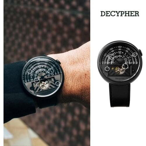DECYPHER Mens Mechanical Watches 50M Waterproof Top Brand luxury Wristwatch Sapphire Glass Stainless Steel Business Mens Watch