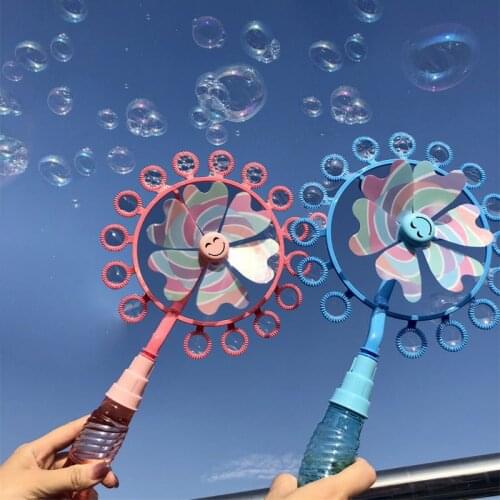 Kids Magic Wand Bubble Windmill Blower Toy Magic Soap Bubble Machine Outdoor Toy for Girl