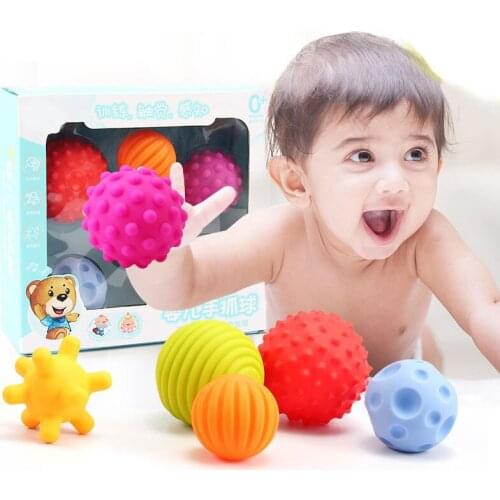 Children Rubber Ball Soft Textured Stress Ball Toy Capsule Teether Develop Baby Tactile Senses Training Massage Kids Touch Ball