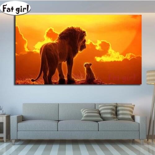 Animal lion diamond embroidery diy wall art diamond painting 5D square round mosaic large size cross stitch living room decor