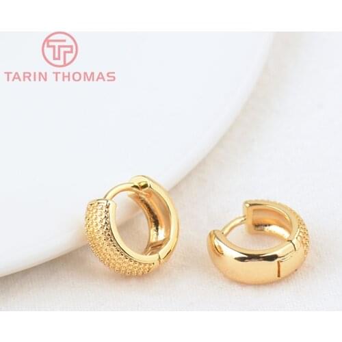 6PCS 10MM 13MM 14MM 24K Gold Color Brass Round Earrings Hoop Earring Clip High Quality DIY Jewelry Making Findings