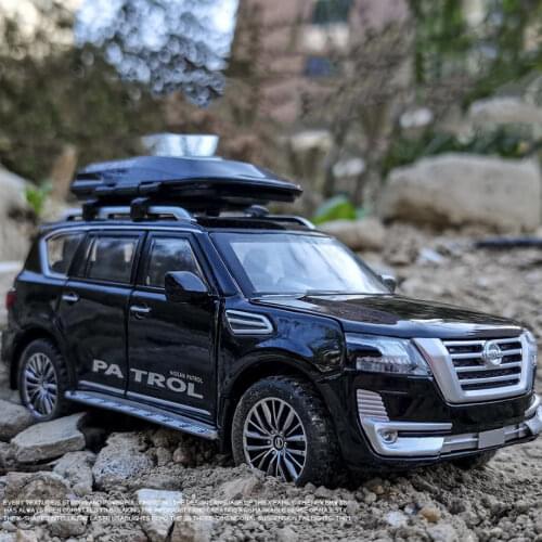 1/32 Nissan Patrol Off-road Vehicle Toy Car Model Alloy Diecasting With Roof-box 7 Doors Light Sound Pull Back Function Boy Toys