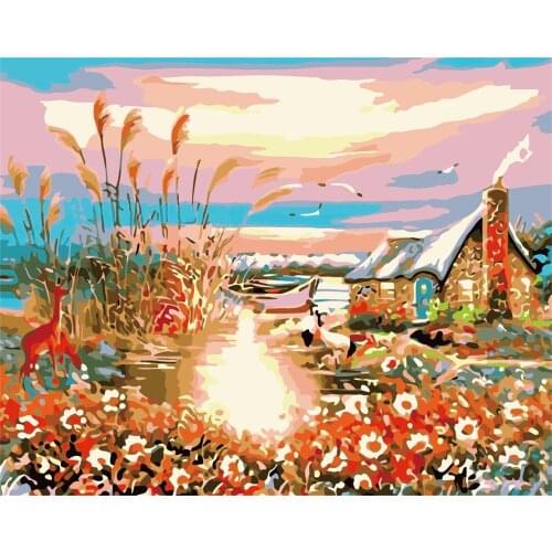 Freedom Feel Paint By Number Winter Drawing On Canvas Gift Diy Pictures By Numbers Forest Kits Hand Painted Painting Art Home