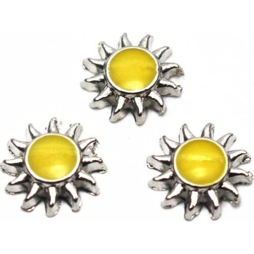 Newest 10Pcs/Lot Sun Floating Charms For Living Glass Memory Lockets Necklace DIY Jewelry