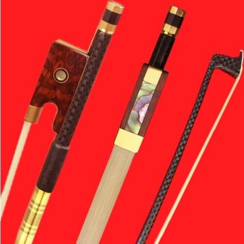 Pro new 1 pc light carbon fiber 4/4 violin bow white horse hair snake wood frog