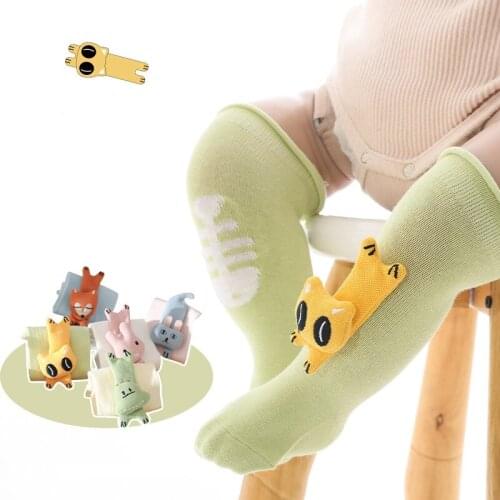 Autumn Knee High Curling Baby Sock Soft Cotton Elastic Infant Toddler Sock Cute Cartoon Doll Long Floor Socks For Baby Boy Girl