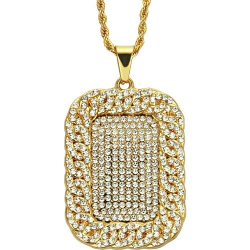 European And American Hip Hop Rap Full Diamond Necklace Hiphop Mens Heavy Industry Army Brand Diamond Pendant Accessories