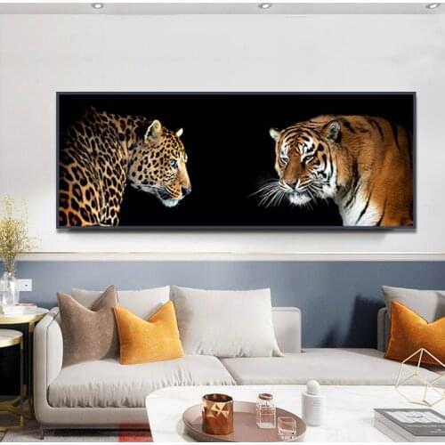 Leopard and Tiger Posters and Prints on Canvas Painting African Wild Animal Wall Art Picture for Living Room Home Decoration