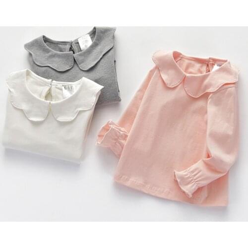 Girl baby bottoming shirt long sleeve shirt girl doll collar top spring new cotton lapel princess T-shirt