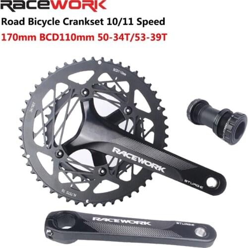 RACEWORK Road Bike Crankset Crank Arms for Bicycle Connecting Rods 170mm 110BCD Hollow Integrated Double Chainring 50-34T 53-39T