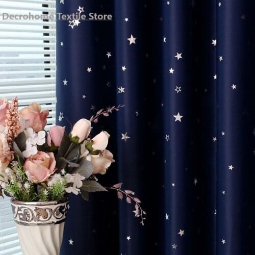 New Hot Silver Star Finished Curtains Thickened Full Blackout Curtains Printed Cartoon Curtains for Living Dining Room Bedroom