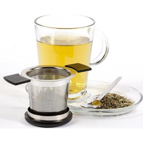 Premium Tea Infuser Brew-In-Mug Stainless Steel with Long Handles for Steeping Loose Leaf Tea, Lid Included 10.5x7 cm