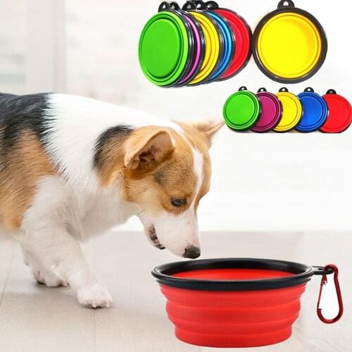 Foldable Dog Bowl Eco Firendly Silicone Pet Cat Dog Food Water Feeder Travel Portable Feeding Bowls Puppy Doggy Food Container