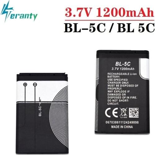 1-10Pcs 1200mAh BL-5C BL5C BL 5C Replacement Li-ion Lithium Battery 3.7V Batteries for Nokia 1112 1208 1600 2610 2600 n70 n71