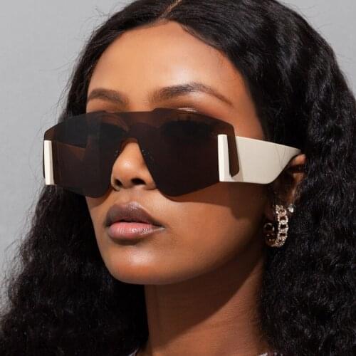 New arrival 2021 futuristic rimless sunglasses women men steampunk framelss rectangle shades for women oculos de sol feminino