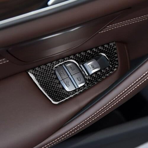 Carbon Fiber Window Lifter Control Frame Window Switch Armrest Panel Sticker Trim Type A High Match for BMW 5 Series G38 2018