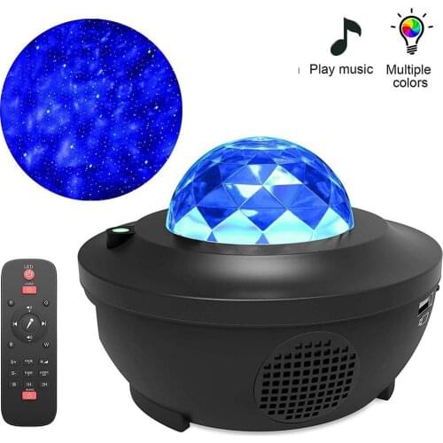 LED Galaxy Projector Ocean Wave LED Night Light Music Player Remote Star Rotating Night Light Luminaria For Kid Bedroom Lamp