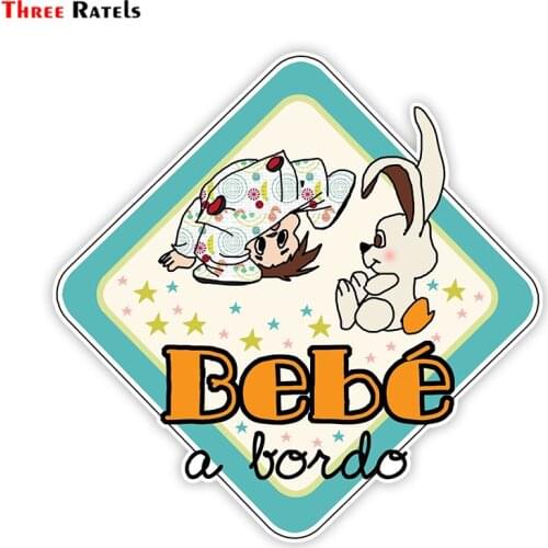 Three Ratels TZ-1860# 15x15cm baby on board in Spanish colorful car sticker funny car stickers styling removable decal