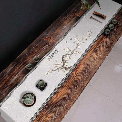 Chinese Style Cotton Linen Table Runner Vintage Tea Mat Linen Tea Table Cloth Art Dinner Table Decoration