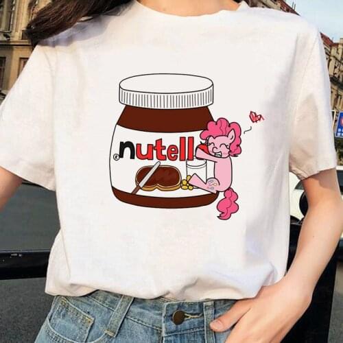 Women t shirt Ulzzang Kawaii Cartoon Nutella tshirt Harajuku 90s Graphic Female Short Sleeve T-shirt Korean Clothes