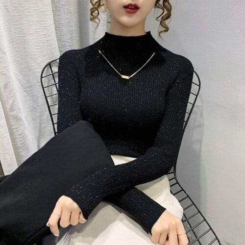 Womens half turtleneck sweater bottom top with autumn and winter 2020 new top