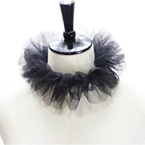 Women Tulle Fluffy Ruffled Fake Collar Layered Mesh Cosplay Costume Clown Choker F3MF