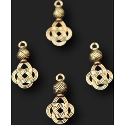 10pcs Antique Gold Color Knots Pendants Retro Earrings Bracelet Metal Accessories DIY Charms Jewelry Crafts Making A330