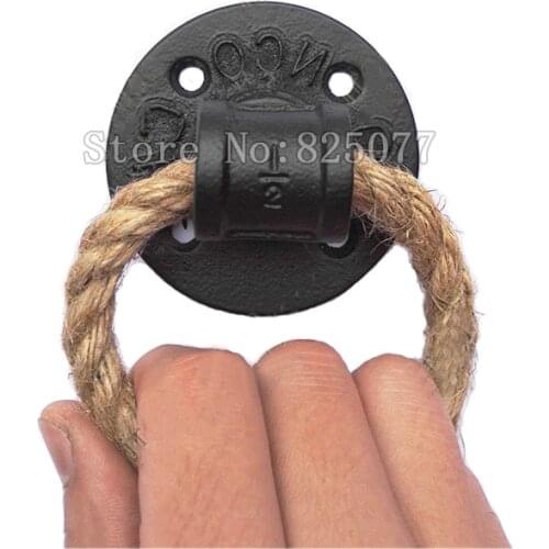 2PCS 1.26'' Vintage Drop Ring Drawer Knobs Hemp Rope Black Bronze Wardrobe Cupboard Pull Cabinet Knobs Handle Hardware