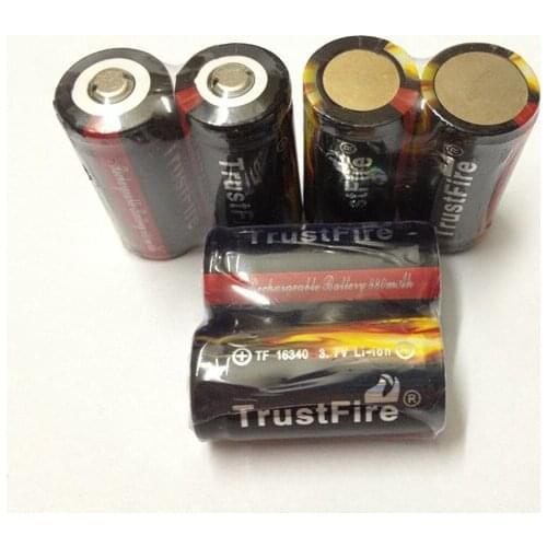 20pcs/lot TrustFire Protected 16340 880mAh 3.7V Rechargeable Li-ion Battery Lithium Batteries with PCB For Flashlights Torches