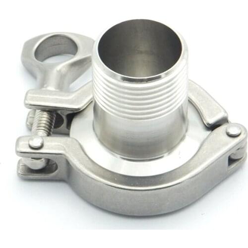 304 Stainless Steel Sanitary Pipe Fitting Set 1-1/4" BSP Male Thread Ferrule + 1.5" Tri Clamp + Silicon Gasket + End Cap