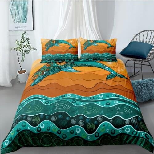 3D Whale Pattern Printde Duvet Cover Hand Painted Bedding Set Pillowcase Bedroom Single King Quilt Covers Home Textiles 2/3 Pcs