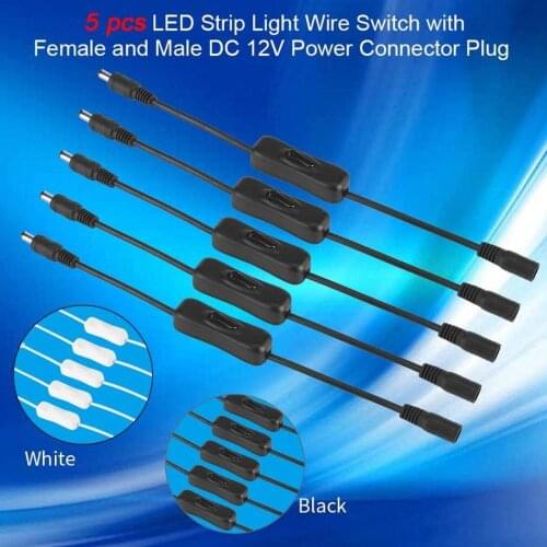 5Pcs/Lot DC 12V Female Male ON/OFF Switch Power Connector Wire For LED Strip Light Lamp DC Power Plug Connector Switch Cable