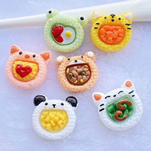 6Pcs New Resin Hand painted Mixed Lovely animal cake Flatback Cabochon Scrapbook Kawaii DIY Embellishments Accessories E48
